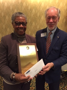Christine Hodge pictured here with Club President Ellsworth Brown